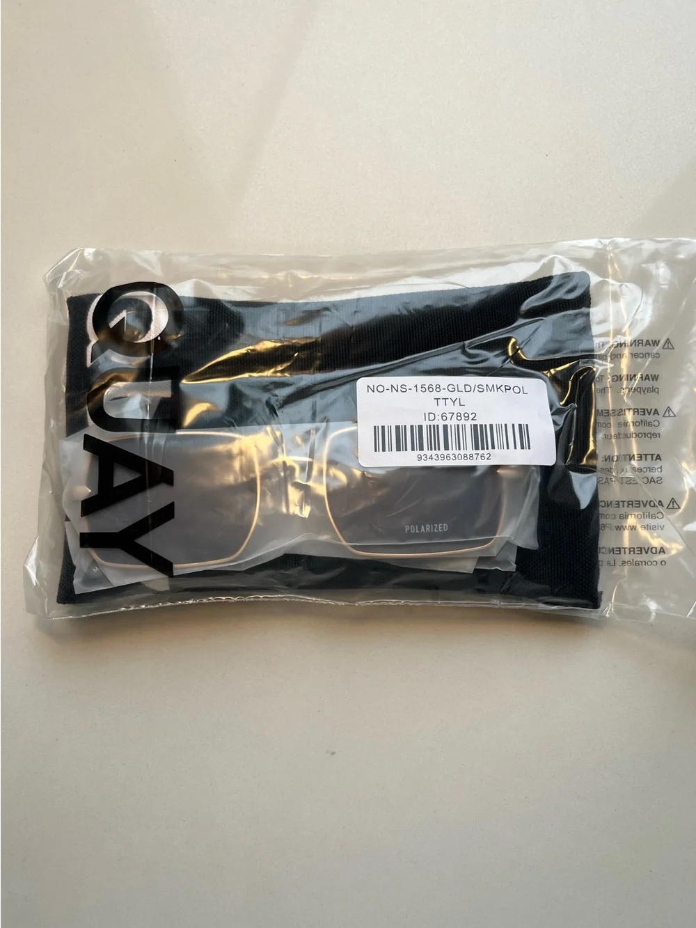 QUAY TTYL Rectangle Sunglasses in Gold / Smoke Polarized Lens - NWT